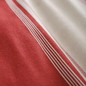 Betley Brushed Cotton Striped Duvet Cover Set with Pillowcases Red / Super King - 2 Standard Pillowcases