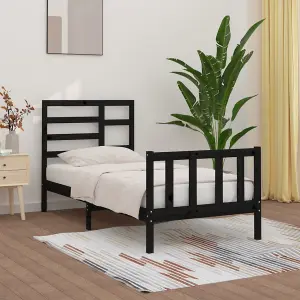 Berkfield Bed Frame Black Solid Wood Pine 90x200 cm