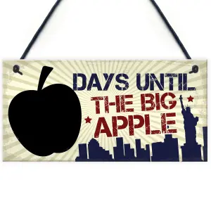 Red Ocean Chalkboard Holiday Countdown Days Until New York Big Apple America Hanging Plaque Sign