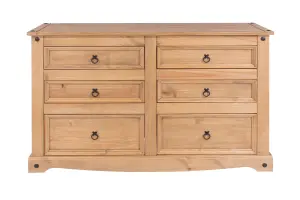 Core Products Premium Corona, 3+3 drawer wide chest, antique waxed pine