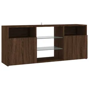 Berkfield TV Cabinet with LED Lights Brown Oak 120x30x50 cm