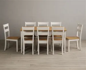 Kendal 150cm Solid Oak And Cream Painted Dining Table With 4 Oak Kendal Chairs