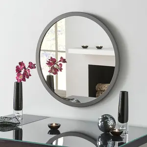 Yearn Simple Round Wall Mirror Grey 50cm