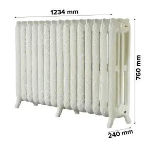 Arroll Montmartre Cream 3 Column Radiator, (W)1234mm x (H)760mm