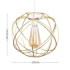 ValueLights Rutherford Retro Style Gold Metal Basket Cage Ceiling Pendant Light Shade