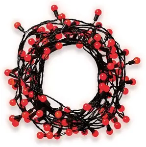 120 Red Berry Led With Timer Function String Lights With 13.52m Green Cable