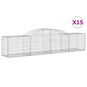 Berkfield Arched Gabion Baskets 15 pcs 300x50x60/80 cm Galvanised Iron