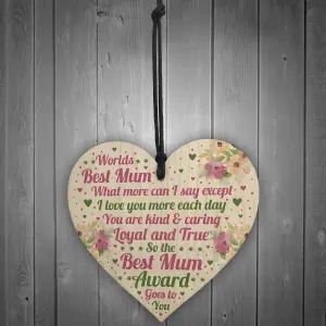 Red Ocean Mum Award Birthday Gifts For Mum Mothers Day Gifts Wooden Heart Gift For Mum Mummy Gift From Daughter Son