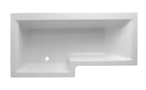 Cooke & Lewis Adelphi White Acrylic L-shaped Shower Bath (L)1675mm (W)850mm