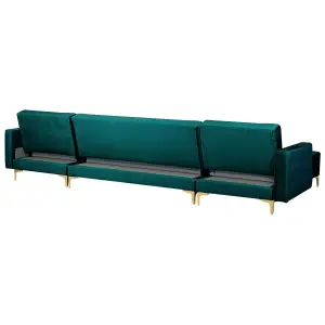 U-Shaped Sofa with Ottoman ABERDEEN Teal Velvet Symmetrical