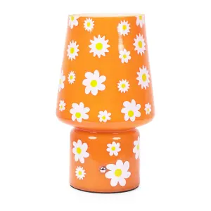 ValueLights Hanya Orange Flower Glass Rechargeable Table Lamp