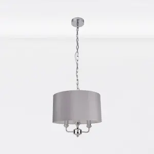 First Choice Lighting Trafalgar Chrome Grey 3 Light Ceiling Pendant Light