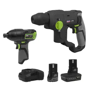 Sealey SV10.8 Series 2x 10.8V Li-Ion Rotary Hammer Drill & Impact Driver Kit