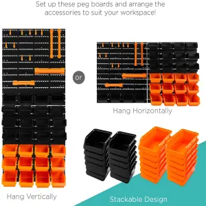 44 Pcs Pegboard Shelf Tool Organiser Garage Shed Wall Mount Shelves Storage Rack