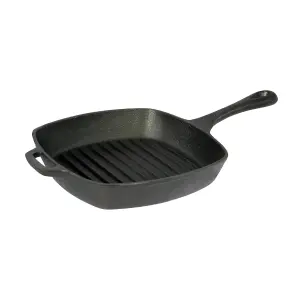 Buckingham Pre-Seasoned Cast Iron Square Grill Skillet Pan  26 cm