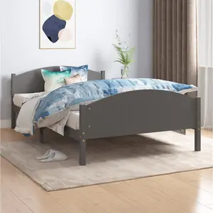 Berkfield Bed Frame Dark Grey Solid Pine Wood 120x200 cm