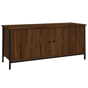 Berkfield TV Cabinet with Doors Brown Oak 102x35x45 cm Engineered Wood