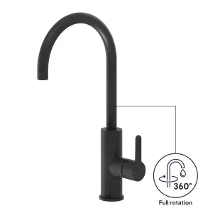 GoodHome Zanthe Black Graphite effect Kitchen Side lever Tap