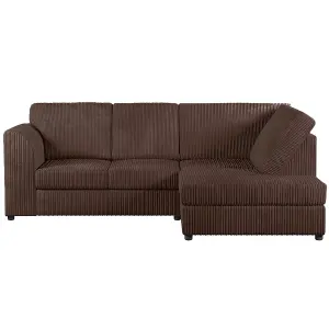 Luxor Chocolate Jumbo Cord 4 Seater Corner sofa Right Hand Facing - Full Back