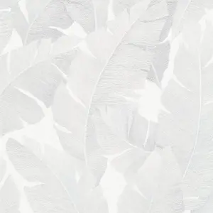 Galerie The New Design Book White/Grey Palm Leaf Wallpaper Roll