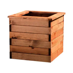 HORTICO™ Wooden Planter, 47cm Square Planter Box, Made in the UK Scandinavian Red Wood Outdoor Plant Pots H39 L47 W47 cm, 46L