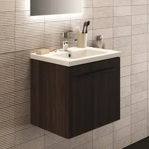 Ideal Standard i.life S Compact Coffee Oak effect Wall-mounted Bathroom Vanity unit (H) 440mm (W) 500mm