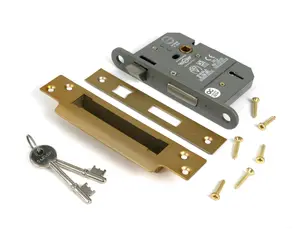 From The Anvil Satin Brass 3" 5 Lever BS Sash Lock KA