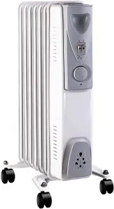 7 Fin 1.5kW Oil Filled Radiator, White