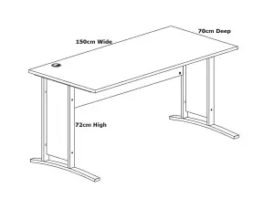 Large Desk 150cm Computer Home Office Sonoma Oak Effect Metal Leg Frame BRW