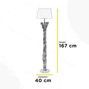 Luminosa Agar Floor Lamp With Tapered Shade, Natural Wood