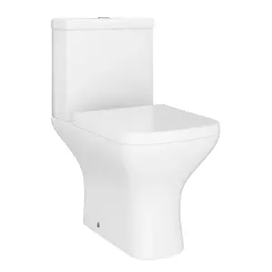 SunDaze White Curved Close Coupled Toilet with Soft Close Seat Modern Bathroom WC