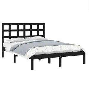 Berkfield Bed Frame Black Solid Wood 140x200 cm