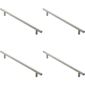 4x Round T Bar Cabinet Pull Handle 828 x 12mm 768mm Fixing Centres Satin Nickel