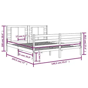 Berkfield Bed Frame Solid Wood Pine 135x190 cm 4FT6 Double