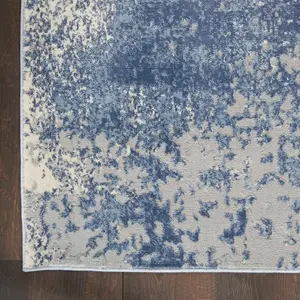 Blue Ivory Modern Abstract Rug Easy to clean Living Room Bedroom and Dining Room-160cm X 221cm