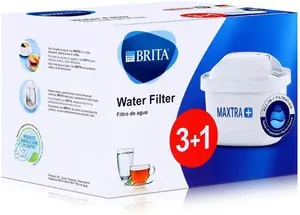 BRITA MAXTRA+ Pack Of 3+1 Water Filter Cartridges, Refills Compatible With Brita Pitchers That Reduce Lime And Chlorine