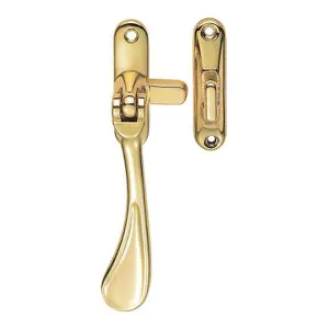 Spoon End Reversible Casement Window Fastener 124mm Length Polished Brass