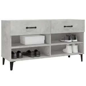 Berkfield Shoe Cabinet Concrete Grey 102x35x55 cm Engineered Wood