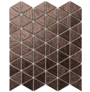 Glass mosaic on mesh for bathroom or kitchen 263mm x 303mm - Scratched Copper