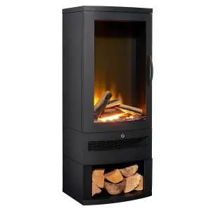 Acantha Horizon Electric Stove with Log Storage in Black