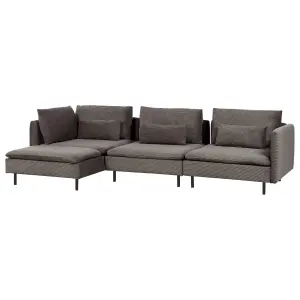 Right Hand Modular Jumbo Cord Corner Sofa Brown EGERIS