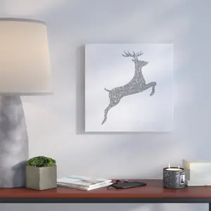 Reindeer Silver - Wrapped Canvas Print 76cm H x 76cm W