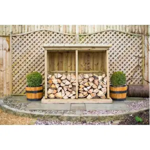 5ft x 3ft (1.5m x 0.89m) Redwood Pressure Treated Double Log Store