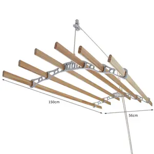 Wall-Mounted Drying Rack Wood/Grey