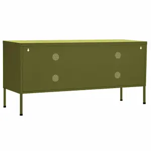 Berkfield TV Cabinet Olive Green 105x35x50 cm Steel