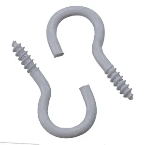 Screw Hook Fasteners Hangers White Plastic Finish 10mm Dia 30mm length 16pc