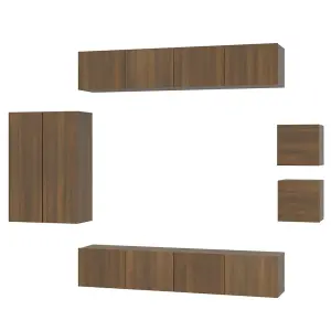 Berkfield 8 Piece TV Cabinet Set Brown Oak Engineered Wood