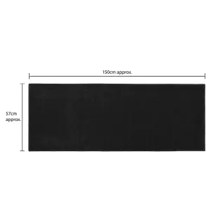 JVL Eden Machine Washable Latex Backed Runner Doormat, 57x150cm, Black