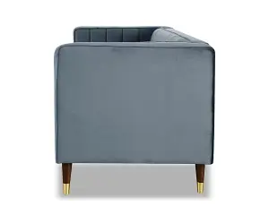 Thomas Velvet Fabric 3 Seater Sofa, Grey