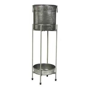 Large Country Embossed Ice Bucket on Stand with Tray for Celebration Party